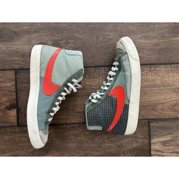 Nike Blazer Mid 77 Patch Dutch Green Team Orange Men Skate Shoes DD1162-300 Sz 9
