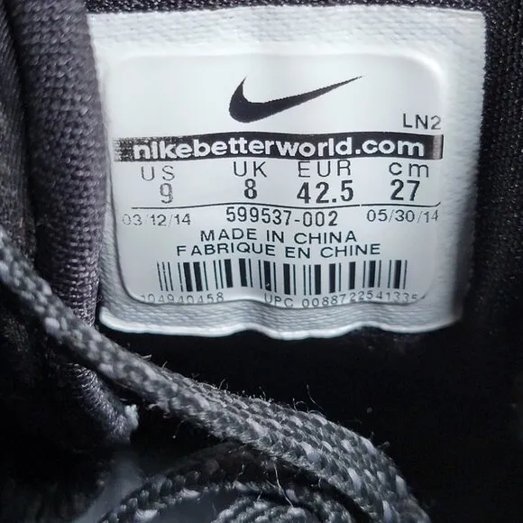 Nike Hyperdunk 2013 Shoes Men Size 9 Black Gray Basketball Sneakers 599537-002