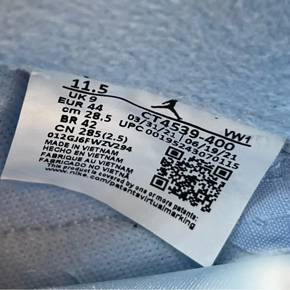 Nike Jordan Air Mae UNC Blue Shoes CT4539-400 Women Size 11.5 Or Men Size 10