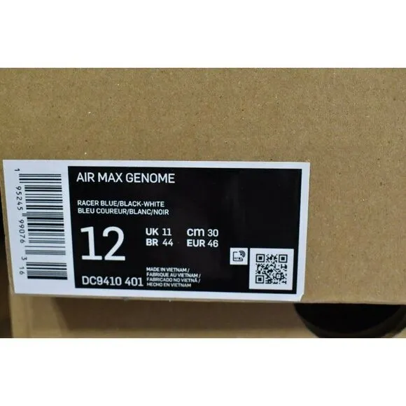 Nike Mens 12 Air Max Genome Black White Racer Blue Shoes Sneaker DC9410-401