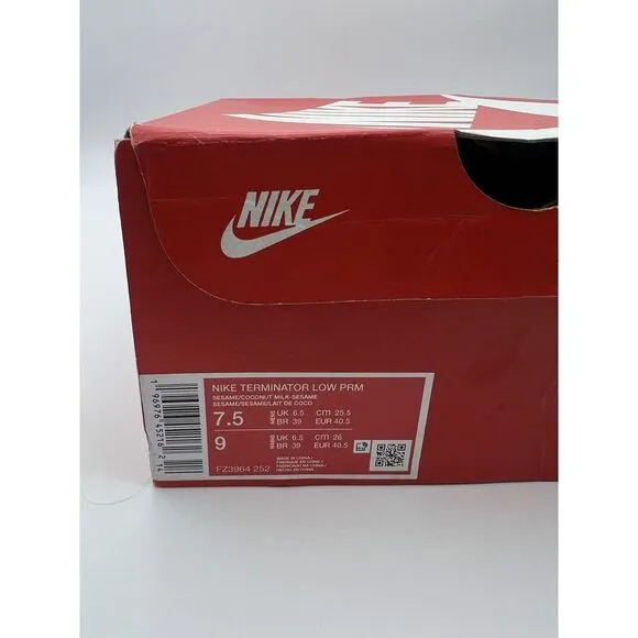 Nike Shoes Men Sz‎ 7.5 Terminator Low PRM Beige Gum Sole Retro Sneakers FZ3964