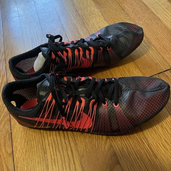 Nike Victory 2 Racing‎ Cleats  Shoes Running Red Black Men Sz 11 Women Sz 12.5