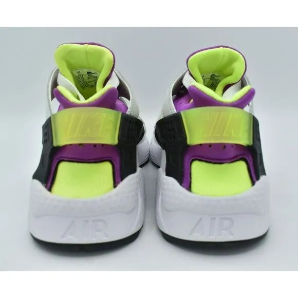 Nike Women Sz 7 Air Huarache White Magenta Neon Yellow Shoes Sneakers DH4439-101