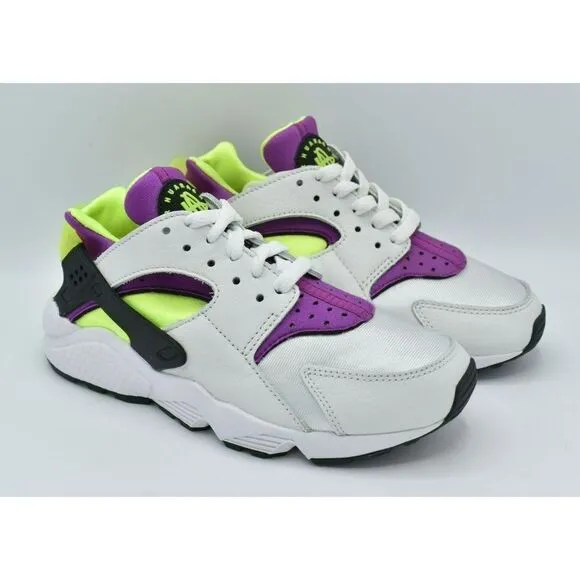 Nike Women Sz 7 Air Huarache White Magenta Neon Yellow Shoes Sneakers DH4439-101