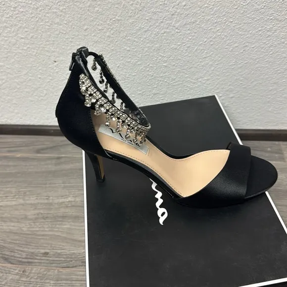 Nina Black Embellished Women's Heels