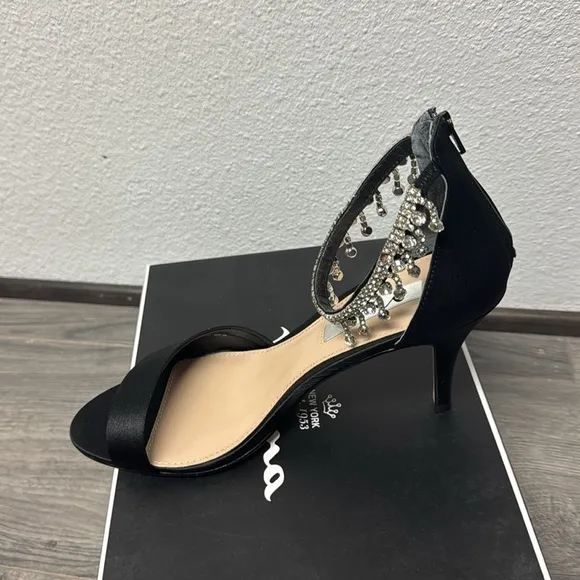 Nina Black Embellished Women's Heels