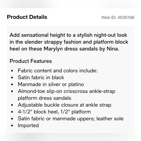 Nina Marylyn Platform Evening Sandals