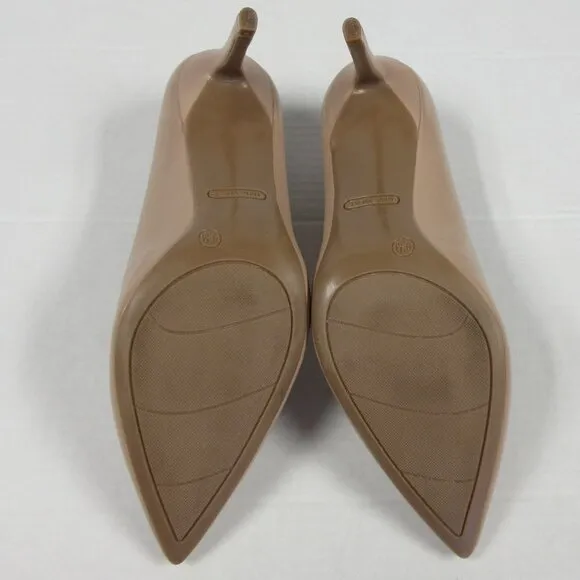 NINE WEST Etta Leather Pumps Shoes Womens 9.5 Nude Tan Pointed Toe Stiletto Heel