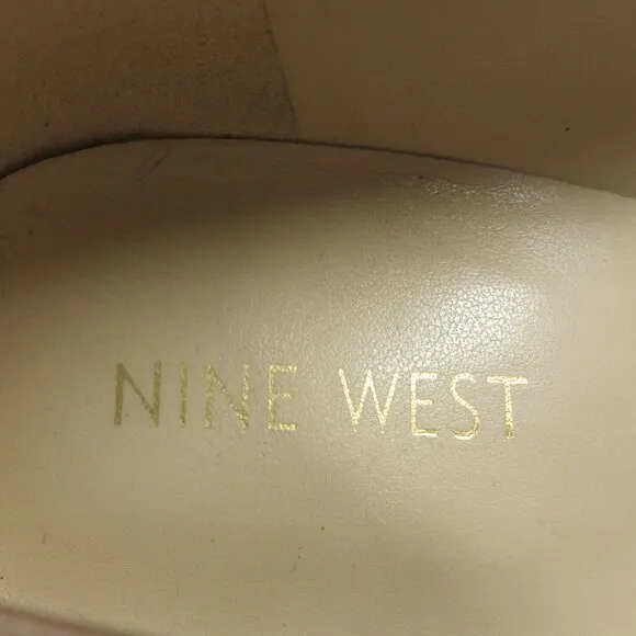 NINE WEST Etta Leather Pumps Shoes Womens 9.5 Nude Tan Pointed Toe Stiletto Heel