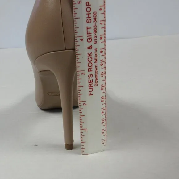 NINE WEST Etta Leather Pumps Shoes Womens 9.5 Nude Tan Pointed Toe Stiletto Heel