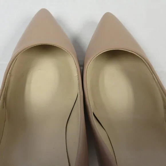 NINE WEST Etta Leather Pumps Shoes Womens 9.5 Nude Tan Pointed Toe Stiletto Heel