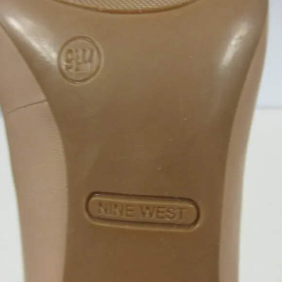 NINE WEST Etta Leather Pumps Shoes Womens 9.5 Nude Tan Pointed Toe Stiletto Heel
