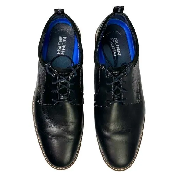 Nunn Bush shoes Circuit plain toe Oxford black leather 14M