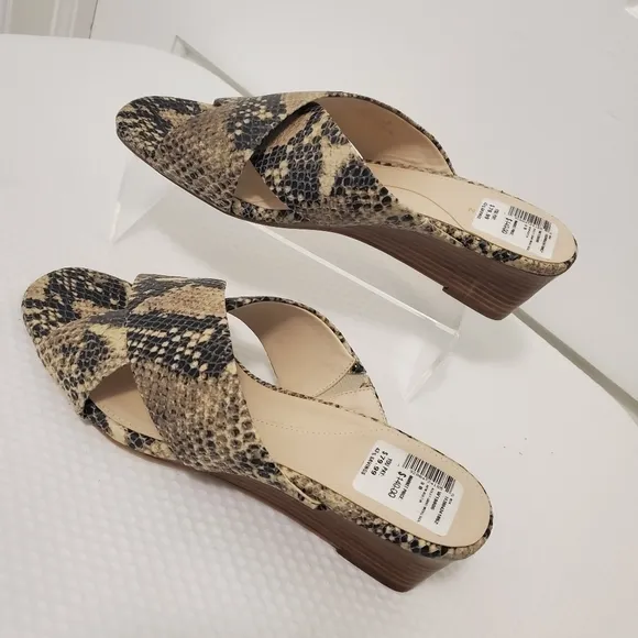 NWOB Cole Haan Adley Grand Snakeprint Leather Wedge Sandals Size 9B Retail $140