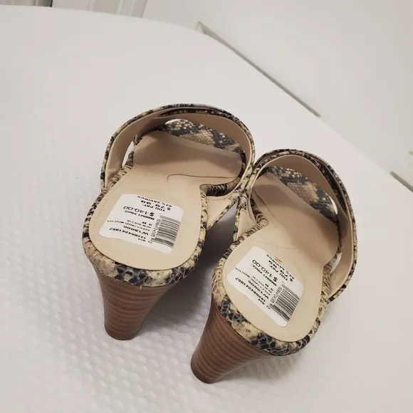 NWOB Cole Haan Adley Grand Snakeprint Leather Wedge Sandals Size 9B Retail $140