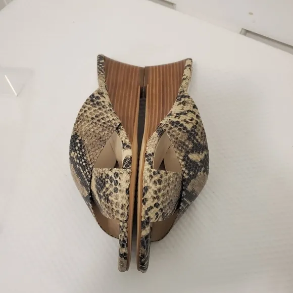NWOB Cole Haan Adley Grand Snakeprint Leather Wedge Sandals Size 9B Retail $140