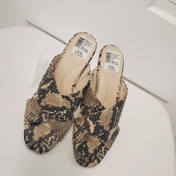 NWOB Cole Haan Adley Grand Snakeprint Leather Wedge Sandals Size 9B Retail $140