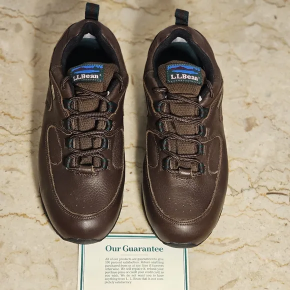 NWOB L.L. Bean Mens GORE-TEX Hiking Trail Brown Leather Lace-up Shoes 7.5 Wide