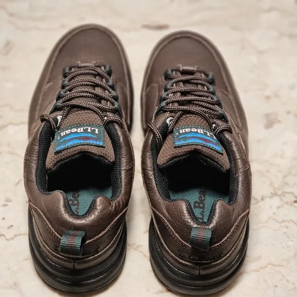 NWOB L.L. Bean Mens GORE-TEX Hiking Trail Brown Leather Lace-up Shoes 7.5 Wide