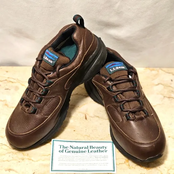 NWOB L.L. Bean Mens GORE-TEX Hiking Trail Brown Leather Lace-up Shoes 7.5 Wide