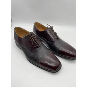 NWOB Men's GIORGIO‎ VENTURI Burgundy Oxford Dress Shoes Cap Toe Size 9.5 NEW