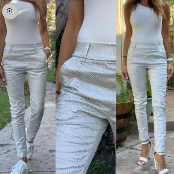 NWOT Bevy Flog Dafna Silver Python Jeans, Size 26