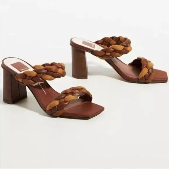 NWOT Dolce Vita Anthropologie Braided Brown/Tan Leather Heels US 8.5