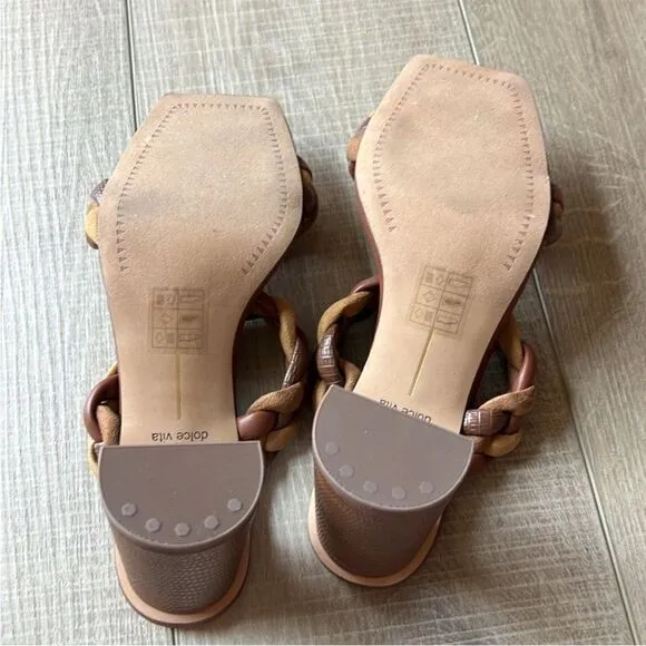 NWOT Dolce Vita Anthropologie Braided Brown/Tan Leather Heels US 8.5