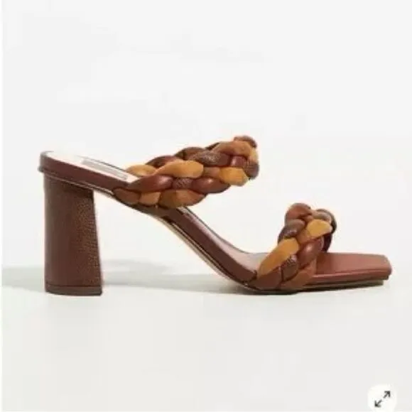 NWOT Dolce Vita Anthropologie Braided Brown/Tan Leather Heels US 8.5