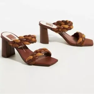 NWOT Dolce Vita Anthropologie Braided Brown/Tan Leather Heels US 8