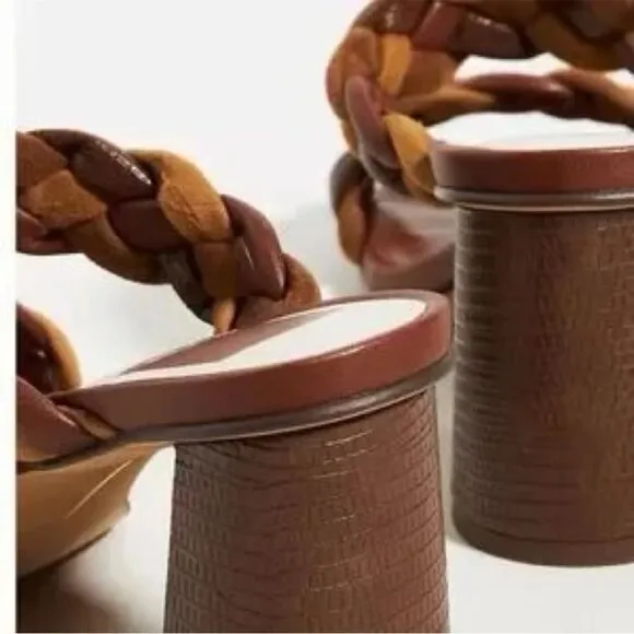 NWOT Dolce Vita Anthropologie Braided Brown/Tan Leather Heels US 8
