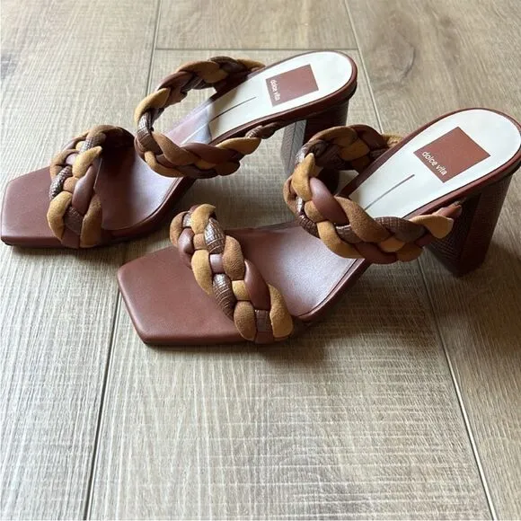 NWOT Dolce Vita Anthropologie Braided Brown/Tan Leather Heels US 8