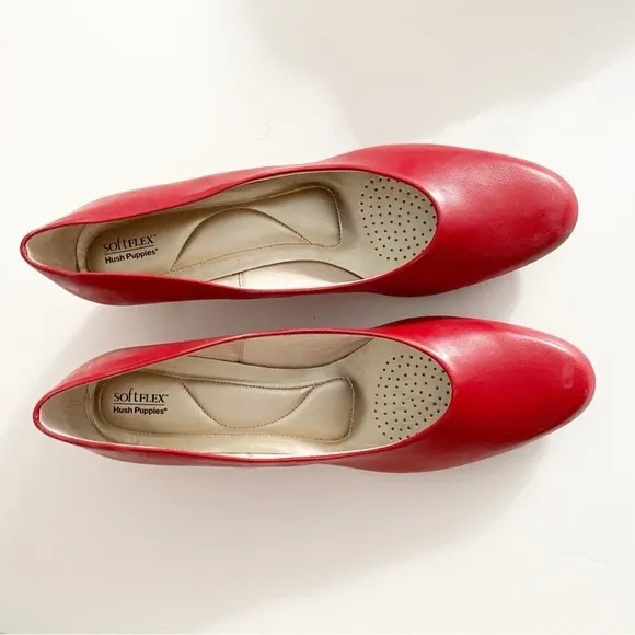 NWOT Hush Puppies Softflex Shoes Red Pumps Kitten Heels Size 13M