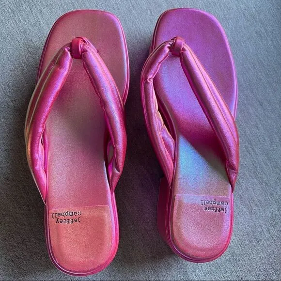 NWOT Jeffrey Campbell Platform Pink Metallic Flip Flop Sandals 9