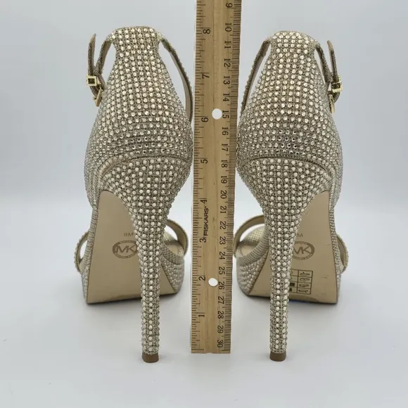 NWOT MICHAEL Michael Kors Jordyn Embellished Glitter Chain Mesh Platform Sandals