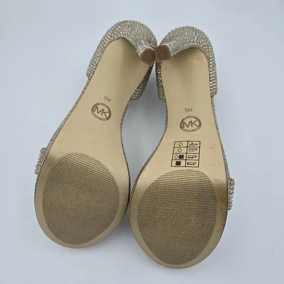 NWOT MICHAEL Michael Kors Jordyn Embellished Glitter Chain Mesh Platform Sandals