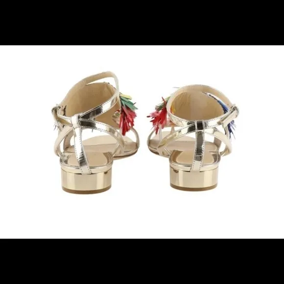 NWOT Monique Lhuilliet Gold fringe sandals multicolored summer vacation party