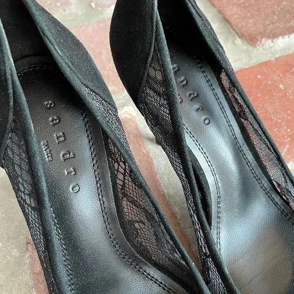 NWOT Sandro Suede &amp; Lace Black Pumps