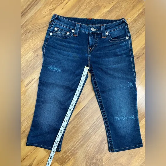 🔥NWOT True Religion Women Bermuda Shorts Big Stitch Buddha Horse Shoes Low Rise