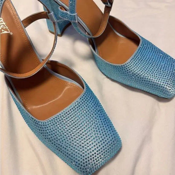 NWOT Blue Rhinestone Heels
