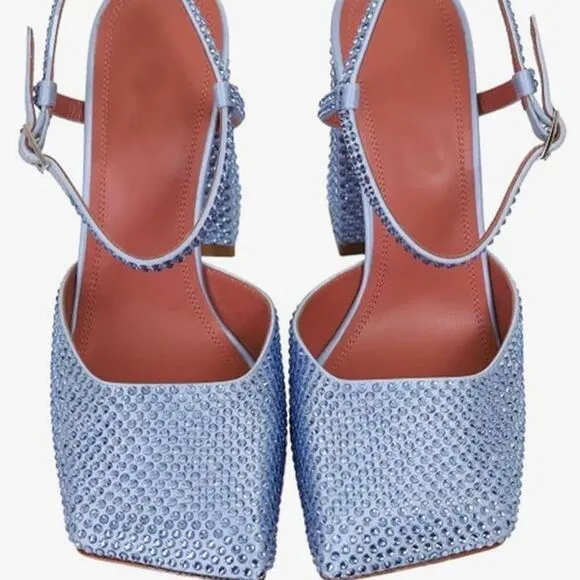NWOT Blue Rhinestone Heels
