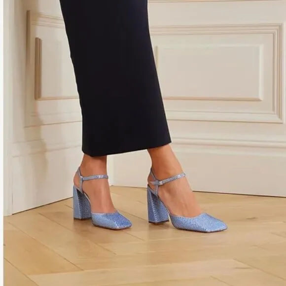 NWOT Blue Rhinestone Heels