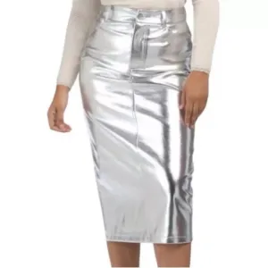 NWT 7 For All Mankind Silver Metallic Pencil Skirt size XS