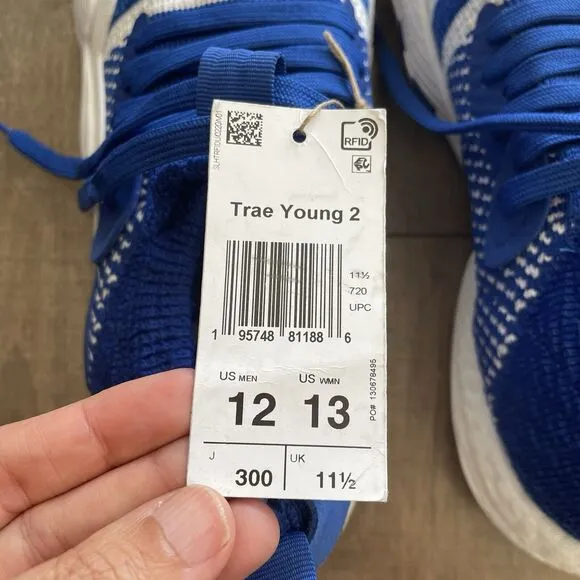 NWT Adidas Men Trae Young 2 Basketball Shoes Size 12 White Blue H03839 Sneakers