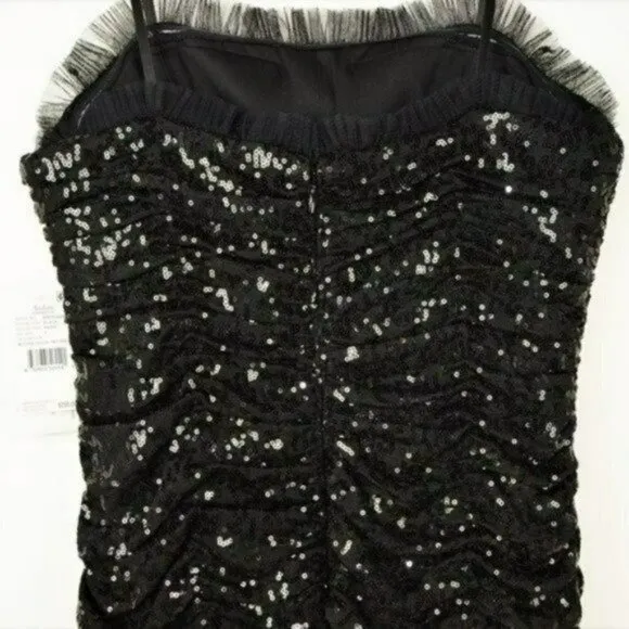 NWT Aidan Mattox Ruched Sequin Strapless Gown Party Cocktail Maxi Dress