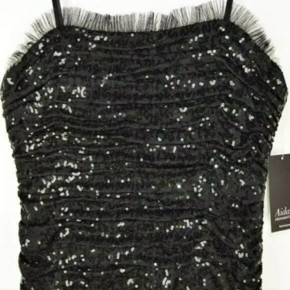 NWT Aidan Mattox Ruched Sequin Strapless Gown Party Cocktail Maxi Dress
