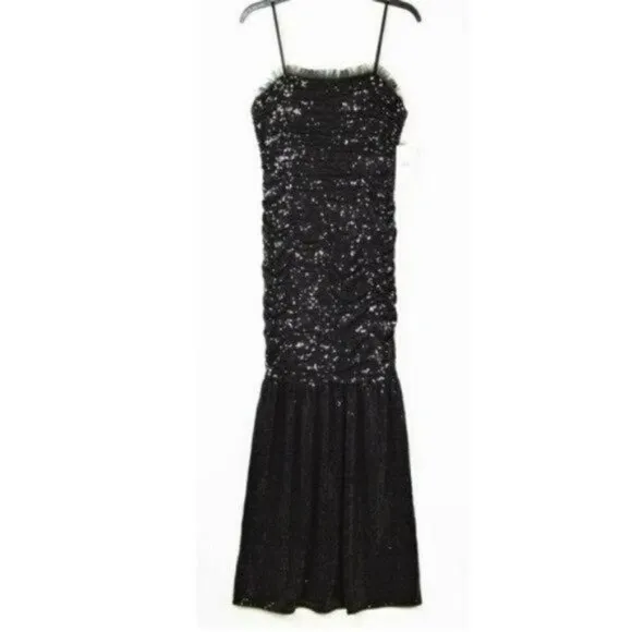 NWT Aidan Mattox Ruched Sequin Strapless Gown Party Cocktail Maxi Dress