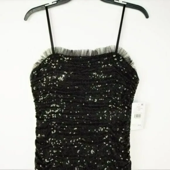 NWT Aidan Mattox Ruched Sequin Strapless Gown Party Cocktail Maxi Dress