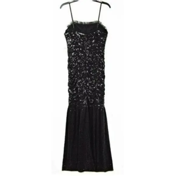 NWT Aidan Mattox Ruched Sequin Strapless Gown Party Cocktail Maxi Dress