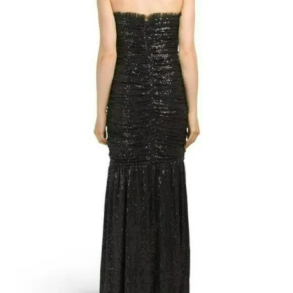 NWT Aidan Mattox Ruched Sequin Strapless Gown Party Cocktail Maxi Dress